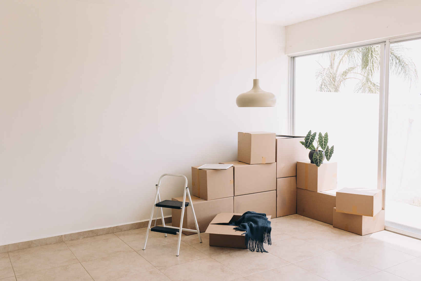 Moving In Moving Boxes in a House